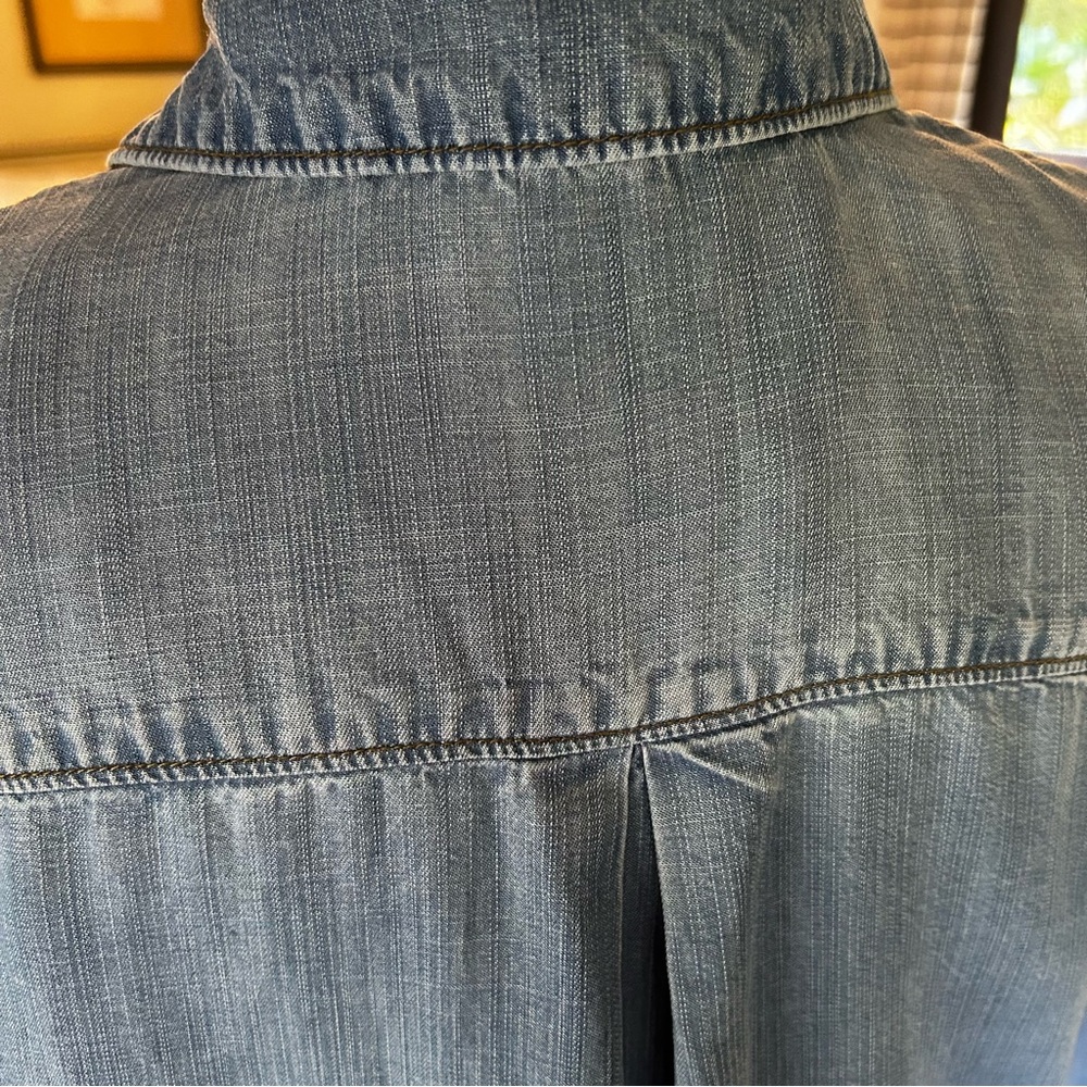 Cloth and Stone Chambray Tunic Boho tie up, long sleeve top Anthropologie, Med - Picture 5 of 11